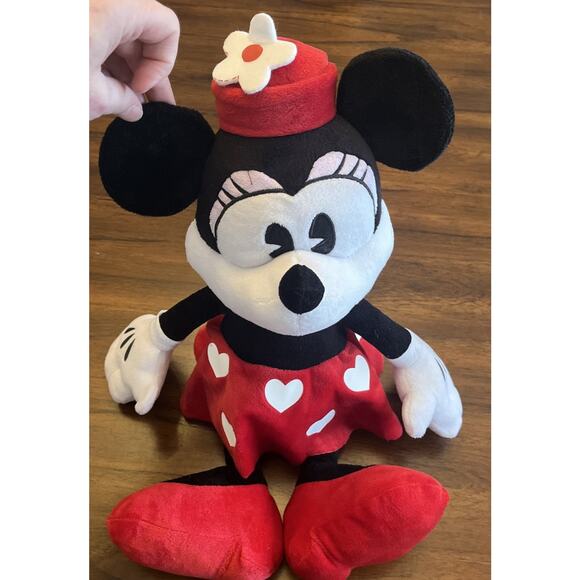 Disney Mickey Mouse And Minnie Mouse Pie Eyed Heart Detail 18” Plush Set Classic - Picture 6 of 10